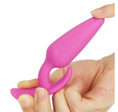 Różowy korek analnysilikonowy z uchwytem 11 cm Różowy korek analnysilikonowy z uchwytem 11 cm