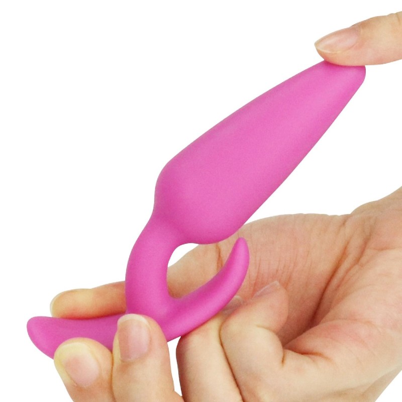 Różowy korek analnysilikonowy z uchwytem 11 cm Różowy korek analnysilikonowy z uchwytem 11 cm