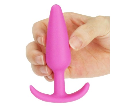 Różowy korek analnysilikonowy z uchwytem 11 cm Różowy korek analnysilikonowy z uchwytem 11 cm
