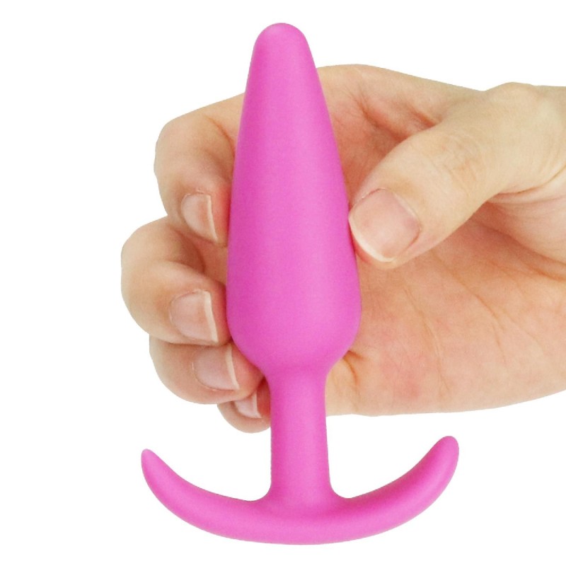 Różowy korek analnysilikonowy z uchwytem 11 cm Różowy korek analnysilikonowy z uchwytem 11 cm