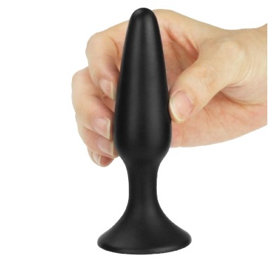 Korek analny czarny silikonowy z płaska końcówka Korek analny czarny silikonowy z płaska końcówka