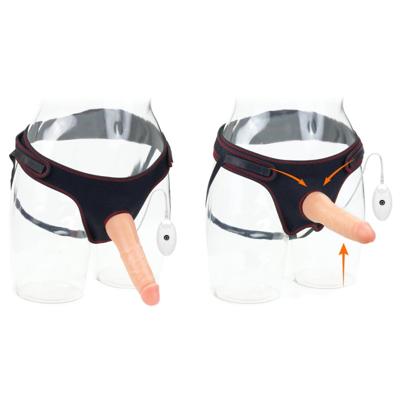 Majtki strap-on w zestawie z wibrującym dildo 19cm Majtki strap-on w zestawie z wibrującym dildo 19cm