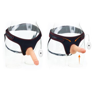 Czarny strap-on z gumowym penisem wibracje pilot Czarny strap-on z gumowym penisem wibracje pilot