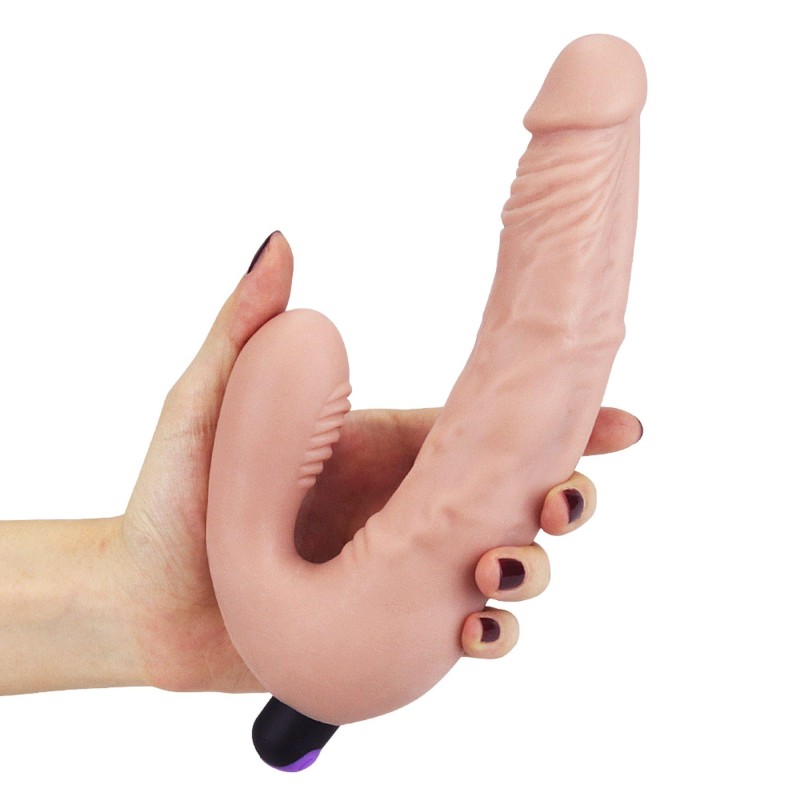 Podwójne dildo z wypustkami strap-on realistyczny Podwójne dildo z wypustkami strap-on realistyczny