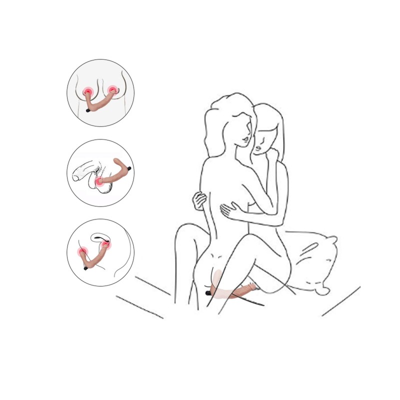 Podwójne dildo z wypustkami strap-on realistyczny Podwójne dildo z wypustkami strap-on realistyczny