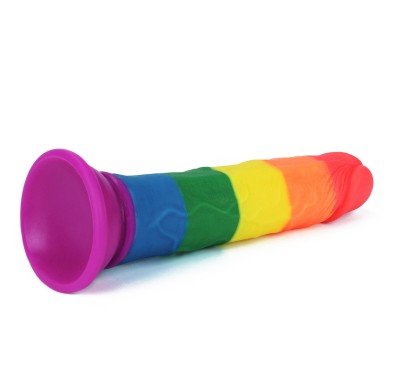 Tęczowe dildo elastyczne z przyssawką silikonowe Tęczowe dildo elastyczne z przyssawką silikonowe