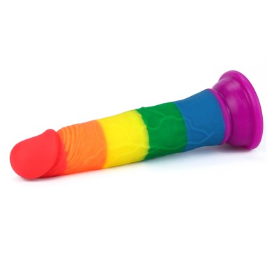 Tęczowe dildo elastyczne z przyssawką silikonowe Tęczowe dildo elastyczne z przyssawką silikonowe