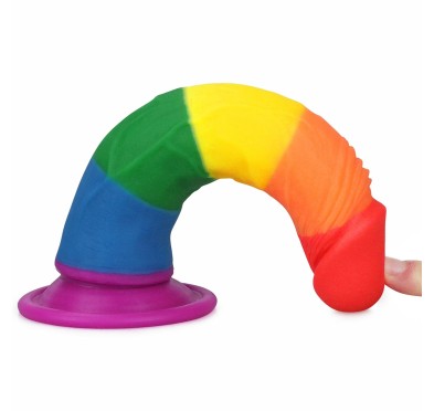 Tęczowe dildo elastyczne z przyssawką silikonowe Tęczowe dildo elastyczne z przyssawką silikonowe