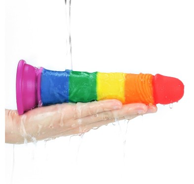 Tęczowe dildo elastyczne z przyssawką silikonowe Tęczowe dildo elastyczne z przyssawką silikonowe