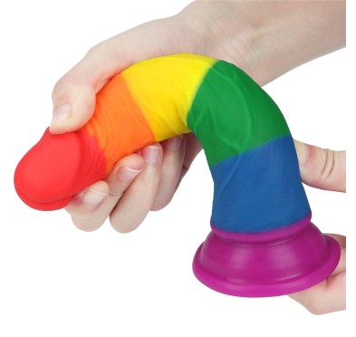 Tęczowe dildo elastyczne z przyssawką silikonowe Tęczowe dildo elastyczne z przyssawką silikonowe