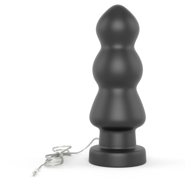 Duży czarny silikonowy korek analny wibracja 20 cm Duży czarny silikonowy korek analny wibracja 20 cm