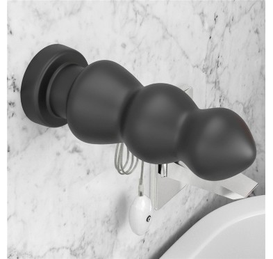 Duży czarny silikonowy korek analny wibracja 20 cm Duży czarny silikonowy korek analny wibracja 20 cm