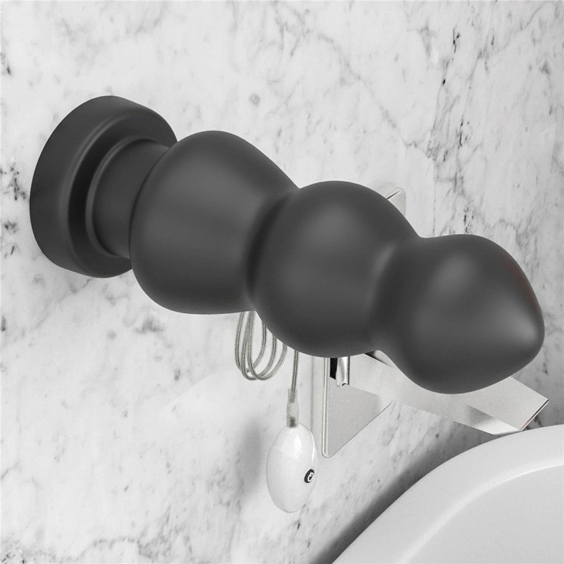 Duży czarny silikonowy korek analny wibracja 20 cm Duży czarny silikonowy korek analny wibracja 20 cm