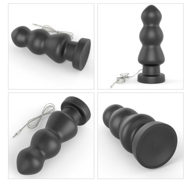 Duży czarny silikonowy korek analny wibracja 20 cm Duży czarny silikonowy korek analny wibracja 20 cm