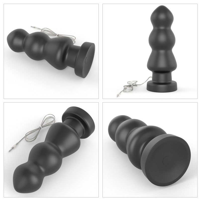 Duży czarny silikonowy korek analny wibracja 20 cm Duży czarny silikonowy korek analny wibracja 20 cm