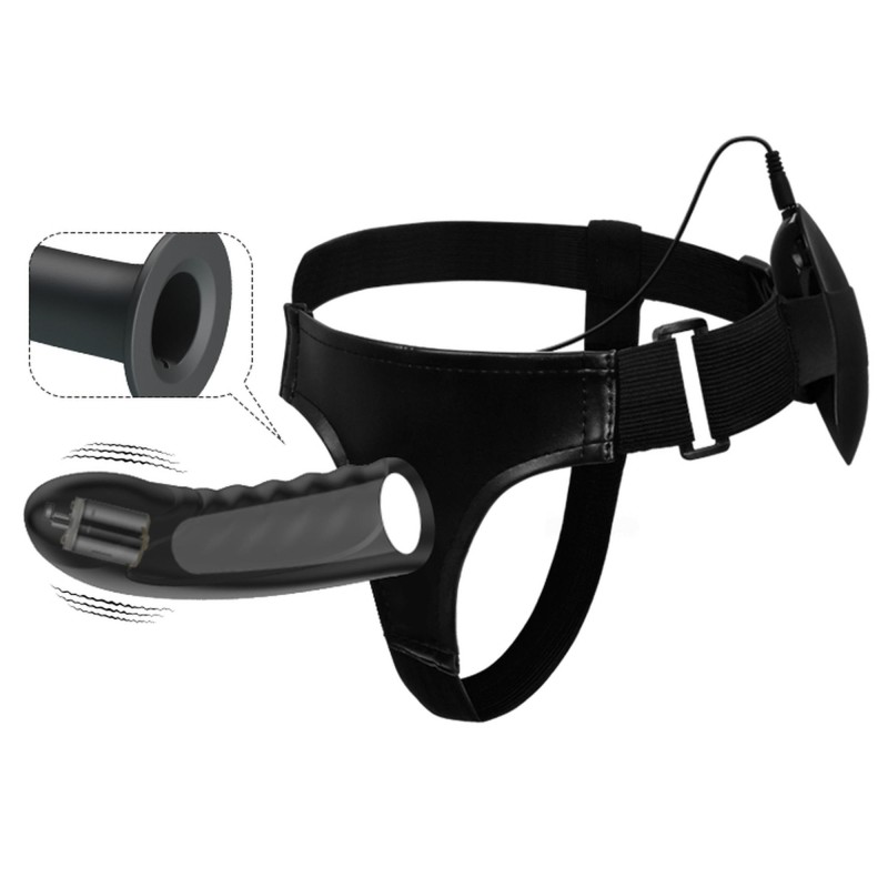 Majtki strap-on z wibrującym penisem kolor czarny Majtki strap-on z wibrującym penisem kolor czarny