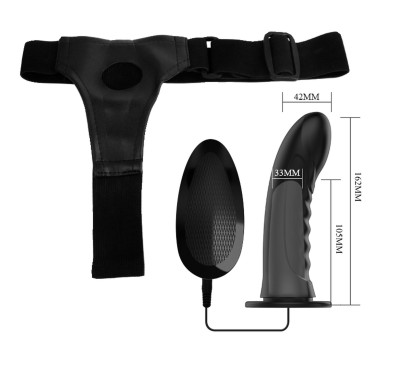 Majtki strap-on z wibrującym penisem kolor czarny Majtki strap-on z wibrującym penisem kolor czarny