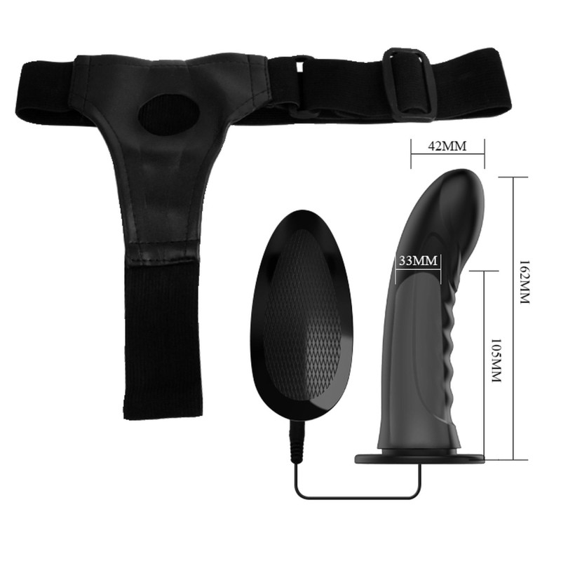 Majtki strap-on z wibrującym penisem kolor czarny Majtki strap-on z wibrującym penisem kolor czarny