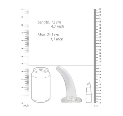 Lekko zagięte małe przezroczyste sex dildo 12 cm Lekko zagięte małe przezroczyste sex dildo 12 cm