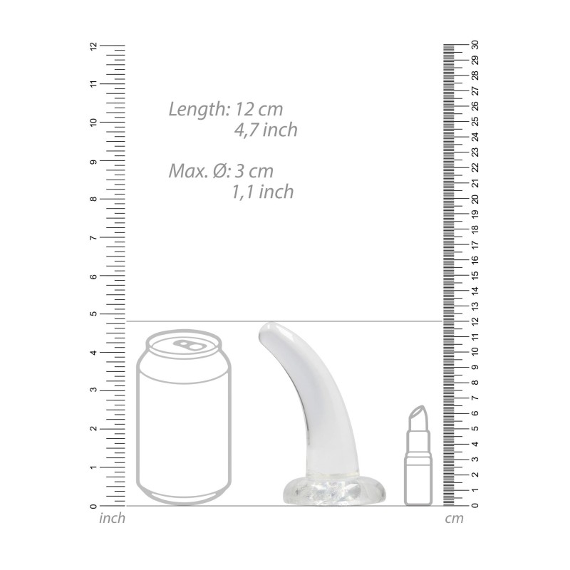 Lekko zagięte małe przezroczyste sex dildo 12 cm Lekko zagięte małe przezroczyste sex dildo 12 cm
