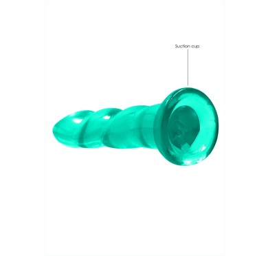 Spiralne zielone dildo gumowe z przyssawką 17 cm Spiralne zielone dildo gumowe z przyssawką 17 cm