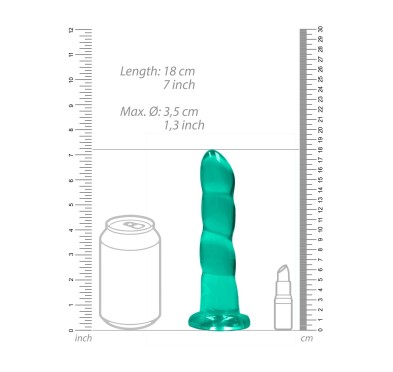 Spiralne zielone dildo gumowe z przyssawką 17 cm Spiralne zielone dildo gumowe z przyssawką 17 cm
