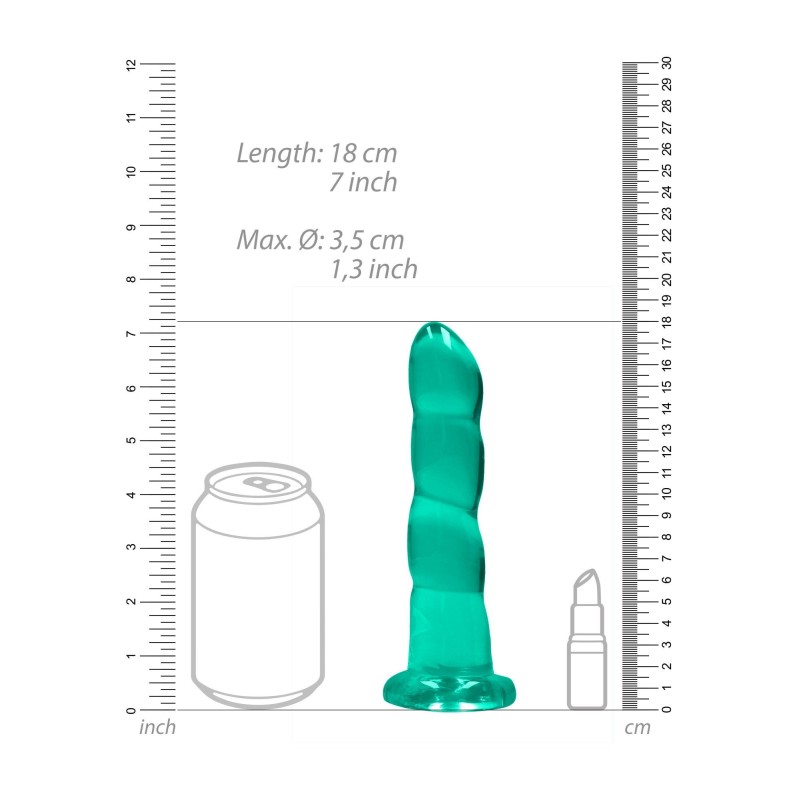 Spiralne zielone dildo gumowe z przyssawką 17 cm Spiralne zielone dildo gumowe z przyssawką 17 cm