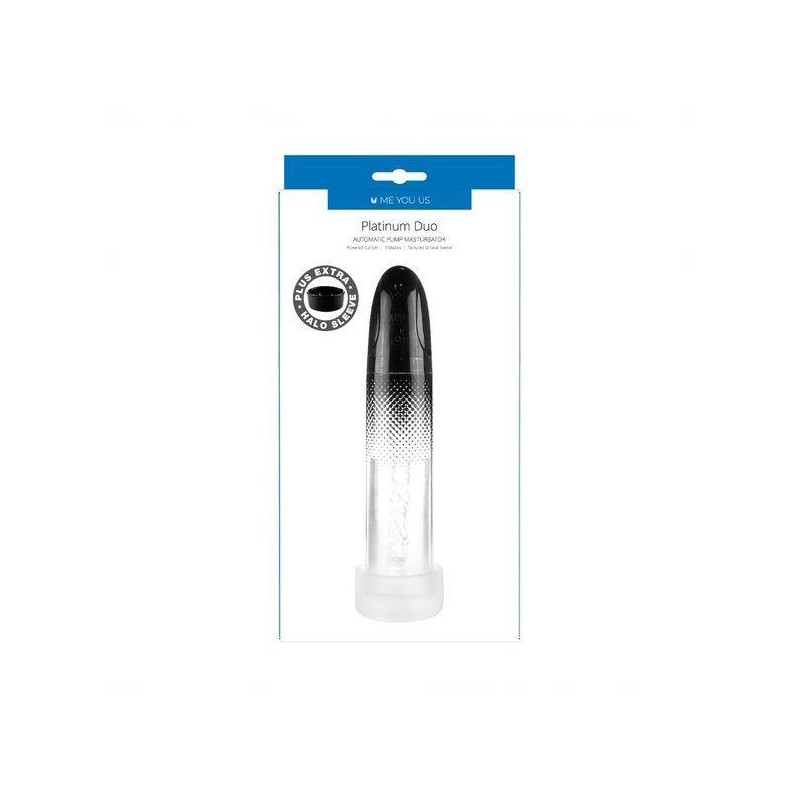 Me You Us Platinum Duo Automatic Pump Masturbator Clear/Black