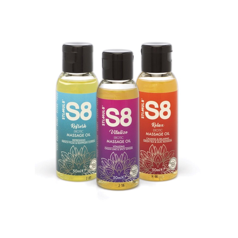 S8 Massage Oil Box 3x 50ml Multi flavour