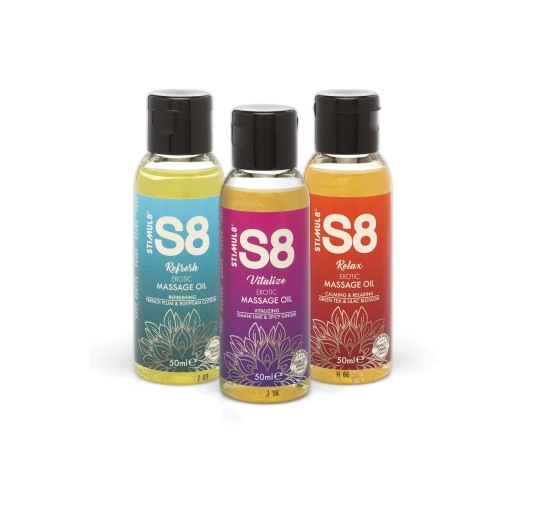 S8 Massage Oil Box 3x 50ml Multi flavour