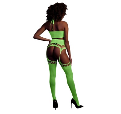 Two Piece with Crop Top and Stockings - Green - XS/XL