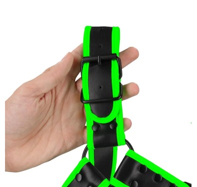 Buckle Bulldog Harness - GitD - Neon Green/Black - S/M