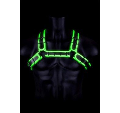 Buckle Bulldog Harness - GitD - Neon Green/Black - S/M