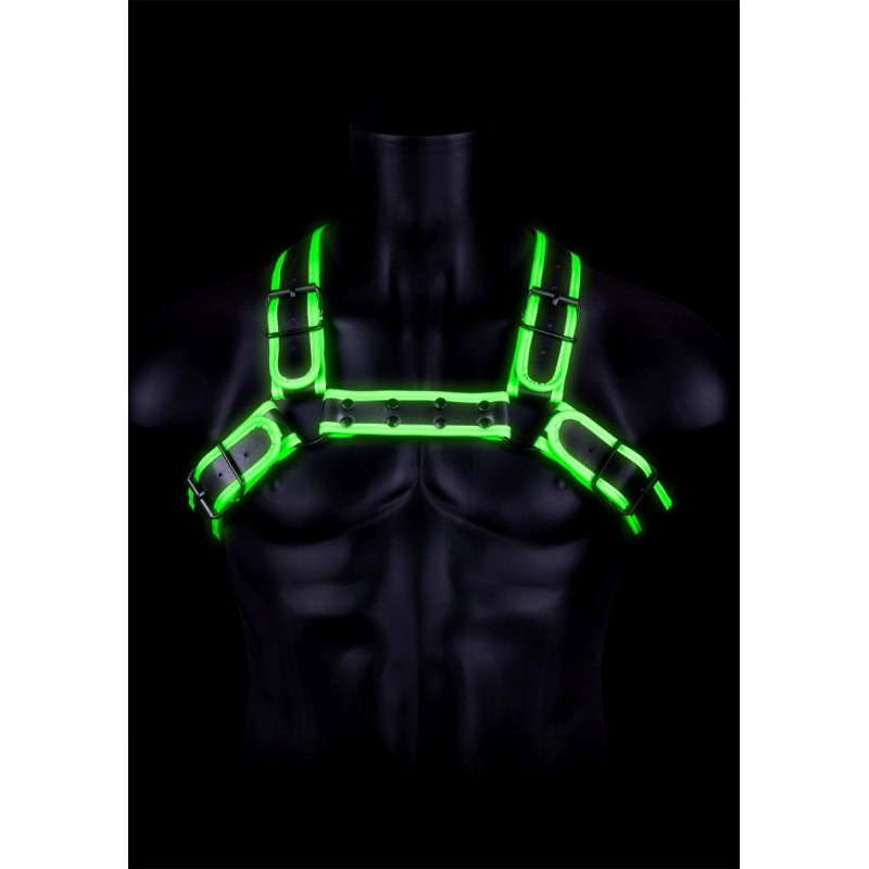 Buckle Bulldog Harness - GitD - Neon Green/Black - S/M