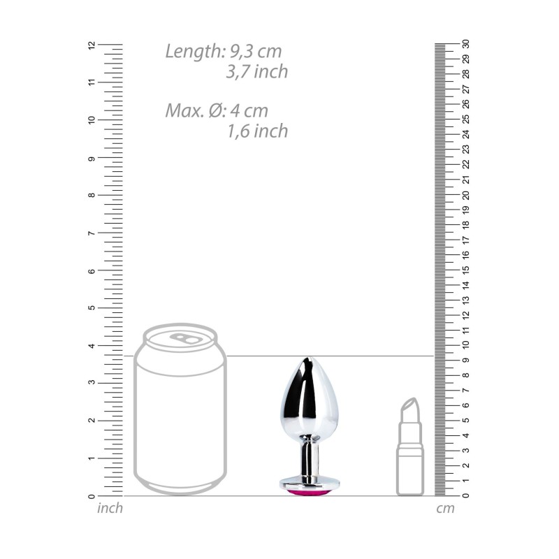 SREBRNA ZATYCZKA  PLUG ANALNY KOREK METALOWY Z DIAMENTEM 9,3 CM