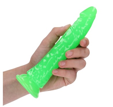 Slim Realistic Dildo with Suction Cup - Glow in the Dark - 7'' / 18 cm