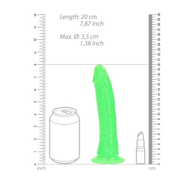 Slim Realistic Dildo with Suction Cup - Glow in the Dark - 7'' / 18 cm