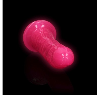 Slim Realistic Dildo with Suction Cup - Glow in the Dark - 7'' / 18 cm