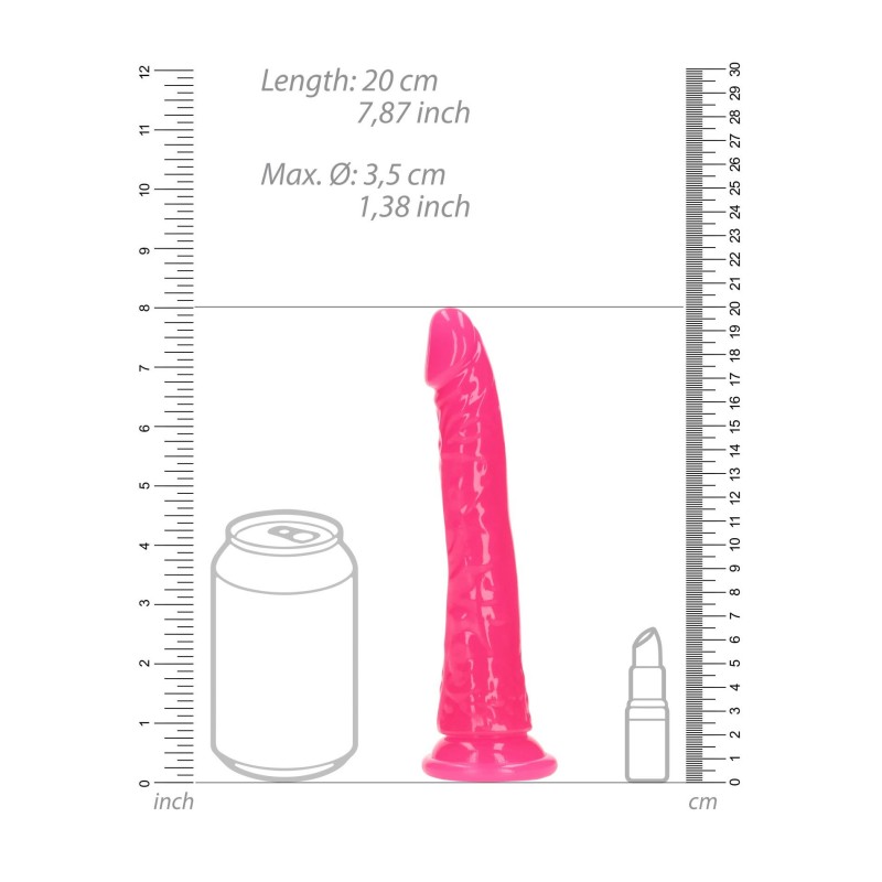 Slim Realistic Dildo with Suction Cup - Glow in the Dark - 7'' / 18 cm