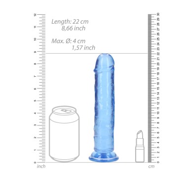 Żelowe niebieskie dildo z przyssawką waginalne i analne 22 cm