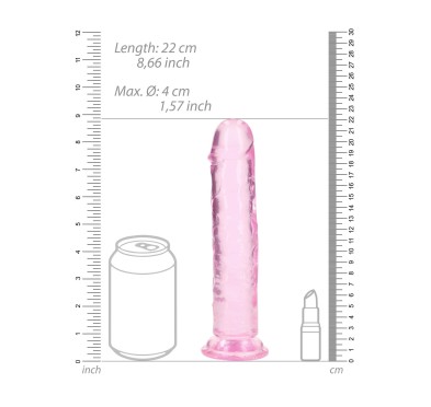 Żelowe różowe dildo z przyssawką waginalne i analne 22 cm