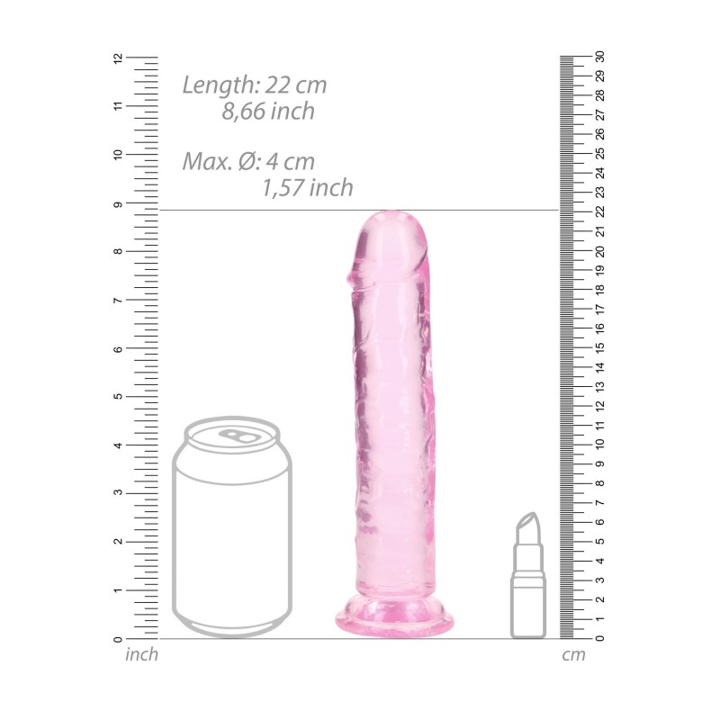 Żelowe różowe dildo z przyssawką waginalne i analne 22 cm