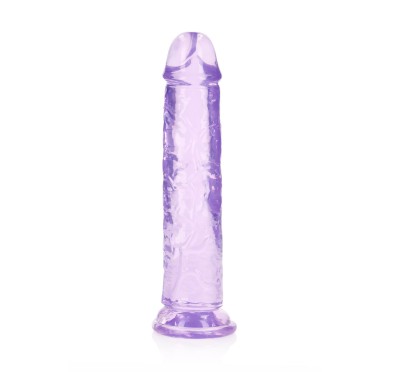 Żelowe fioletowe dildo z przyssawką waginalne i analne 22 cm