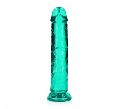 Żelowe zielone dildo z przyssawką waginalne i analne 22 cm