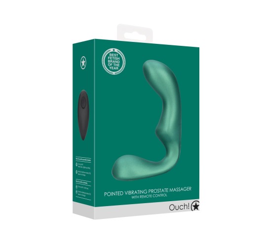 Pointed Vibrating Prostate Massager with Remote Control - Metallic Green