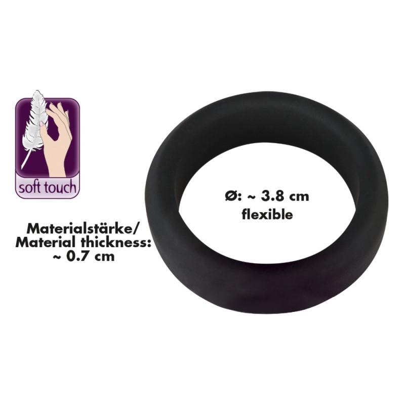 Silikonowy pierścień na penisa Black Velvets 3,8cm