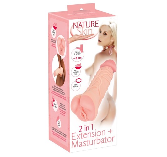 Masturbator i przedłużka 2 w 1 Nature Skin