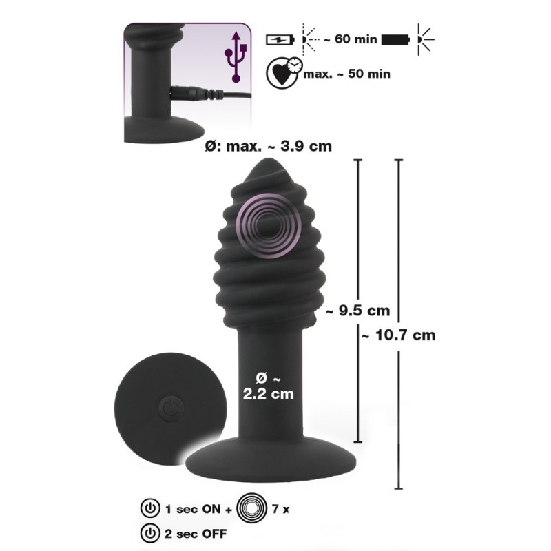 Korek analny Twist 10,7 cm Black Velvets