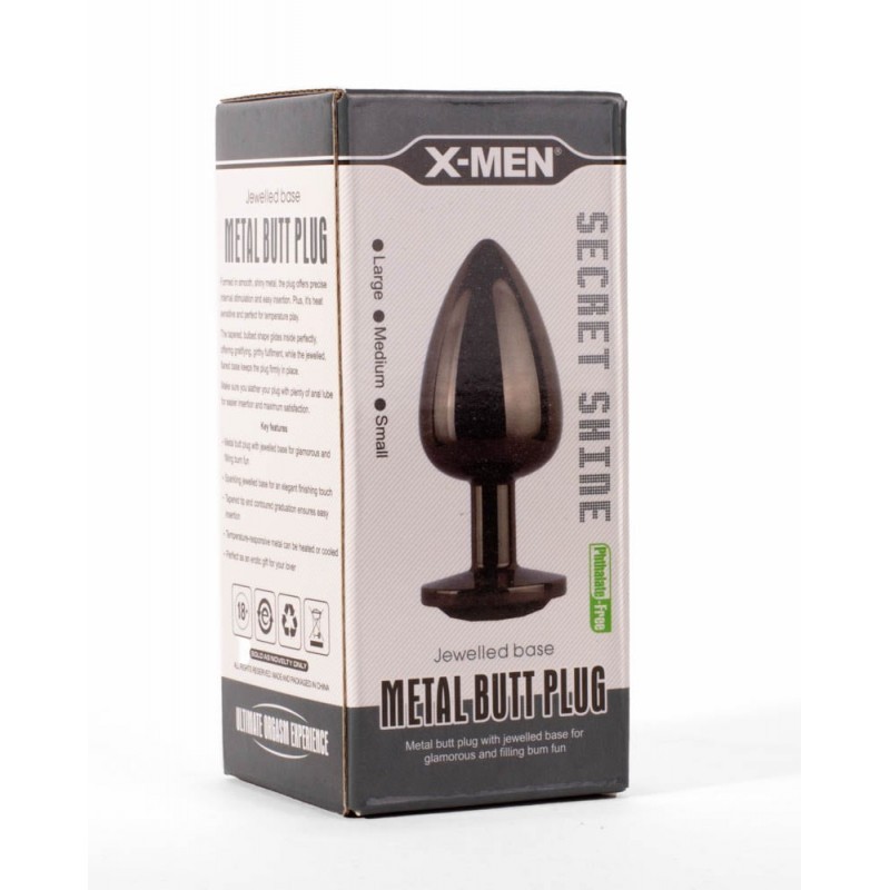 Korek analny Secret Shine Black Jewell 7,1cm X-MEN