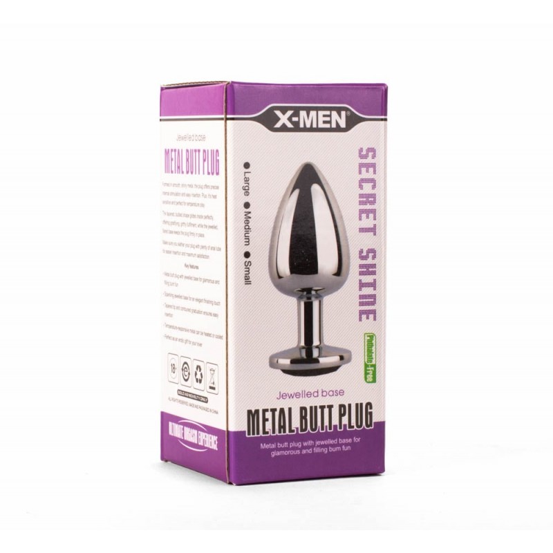 Korek analny Secret Shine Black Jewell 8,2cm X-MEN